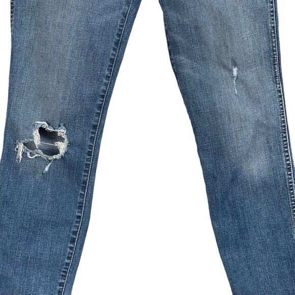 Madewell SZ 26 - 10" High-Rise Skinny Jeans Drop Step Hem Distressed Medium Wash - Picture 3 of 12